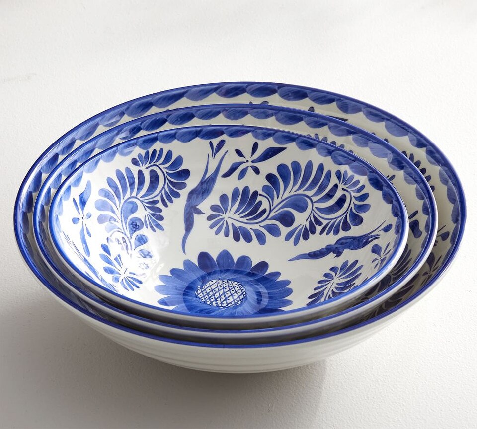 Puebla Melamine Serving Bowls, Set of 3